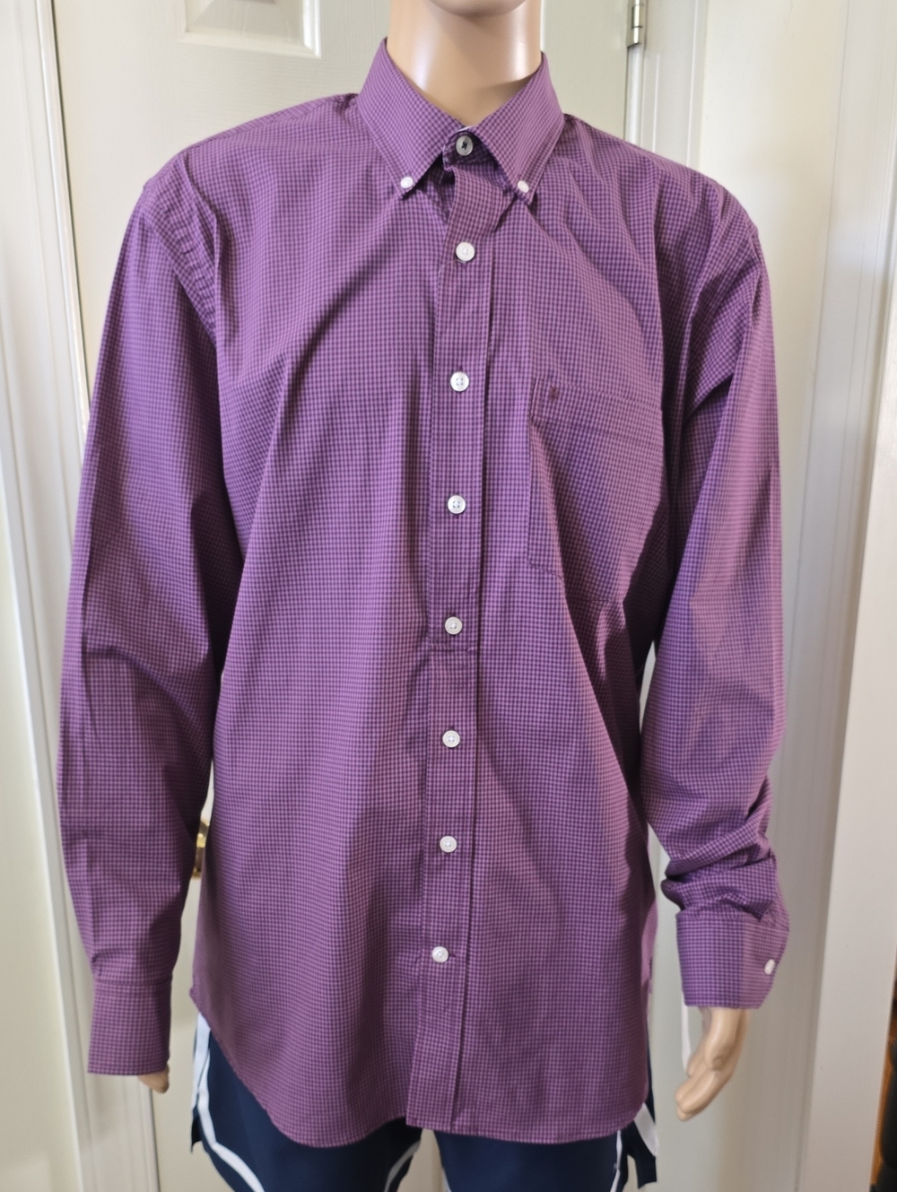IZOD BRAND MEN'S BIG & TALL PURPLE FRONT BUTTON LONG SLEEVE SHIRT SIZE XLT